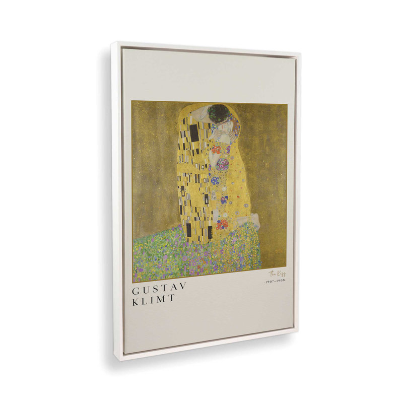 Le Baiser de Gustav Klimt, H 30,75 po x l 20,75 po, Blanc opaque