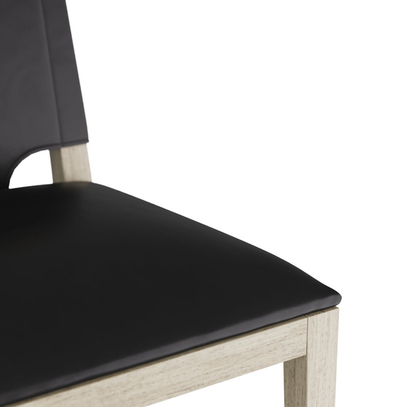 Burdock Bar Stool, Black Leather, Counter Stool (27” Seat Height)