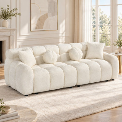 87.3" Plush Bubble Tufted Sofa for Living Room