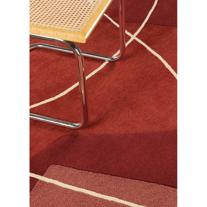 Duo Hand Tufted Abstract Area Rug in Red/Cream, Rectangle 5'7" x 7'10"