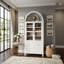 Grand garde-manger arqué de 71 po avec portes en verre, armoire de rangement style campagne moderne avec 2 grands tiroirs et tablettes réglables, blanc / noir-548056406