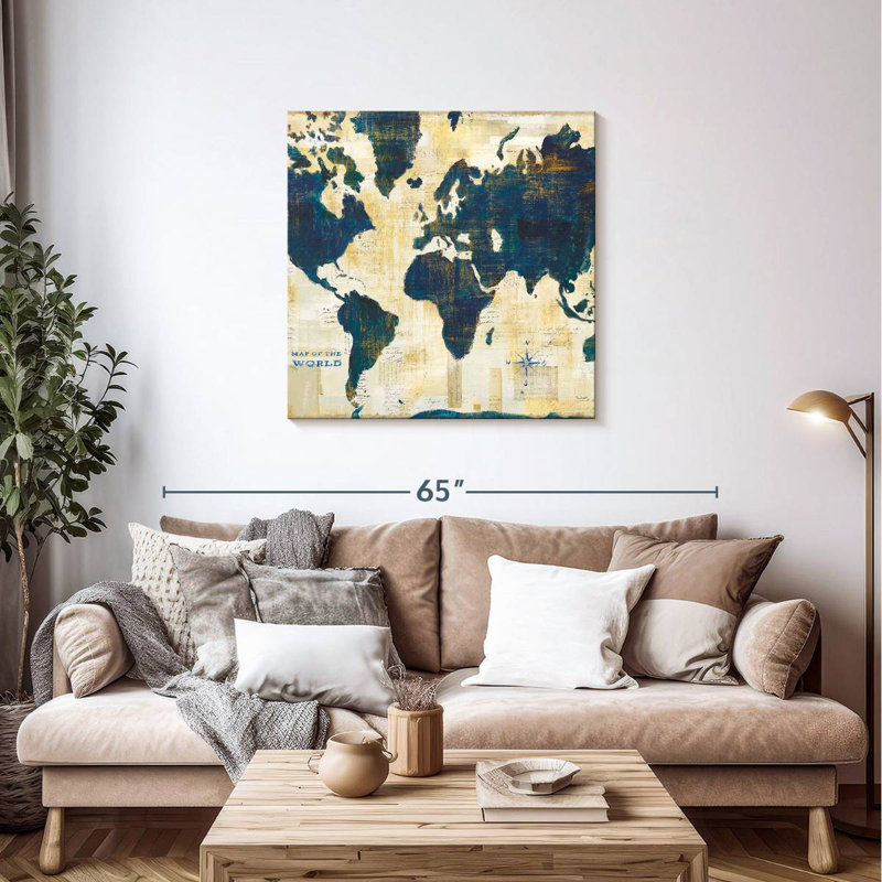 Collage de carte du monde antique Aliaz II, H 36 po x l 36 po