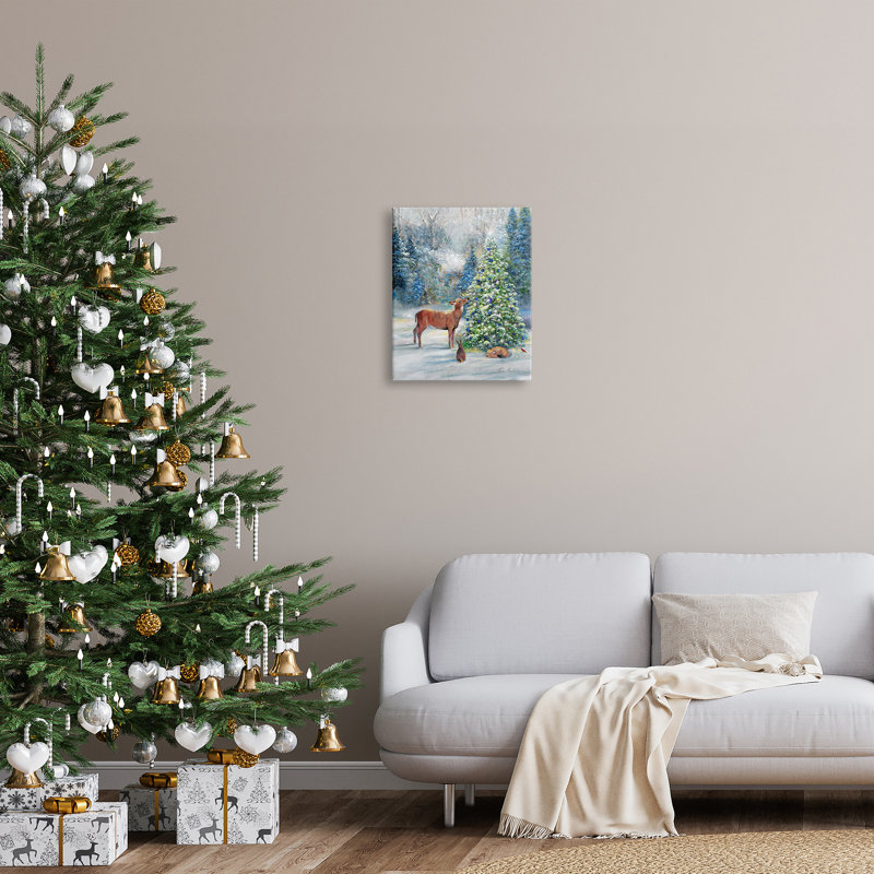Winter Woodland Animals Tree Canvas Wall Art, 16 x 20