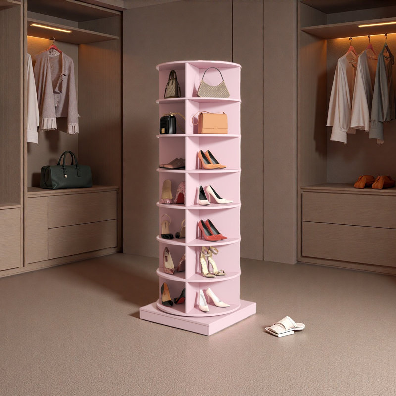 360 Rotating shoe cabinet 6 layers, Pink, 6
