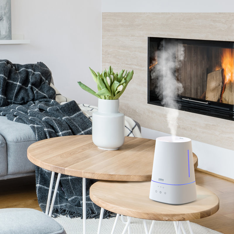 White Ultrasonic Cool Mist Humidifier with Top Fill Design