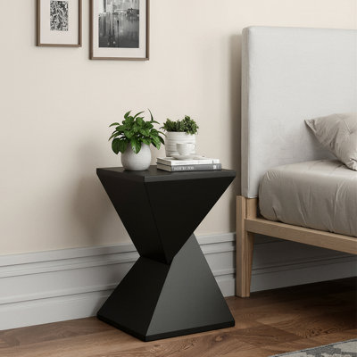 Table d'appoint moderne à motif géométrique noir, table à piédestal abstrait noir
