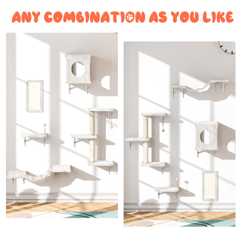5 pièces étagères murales pour chat, condo pour chat, lit pour chat, arbre à chat, Beige