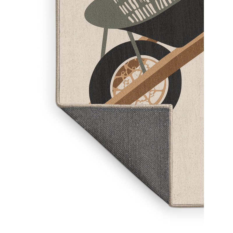 Tapis beige moelleux moelleux à motif de blocs rustiques Eger, 3 X 5