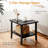 19" Square Black Metal Outdoor Side Table, 2-Tier All-Weather Patio End Table-367004501