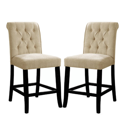 Set Of 2 Padded Chenille Dining Chairs With Elegant Fabric And Stable Tilted Legs For Comfortable Seating