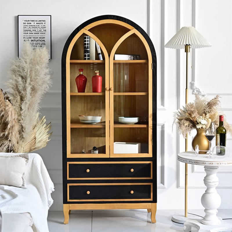 Vitrines en bois massif Burlywood, Noir