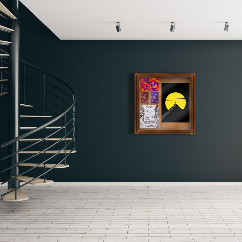 Tableau d’affichage mural en aluminium encastré, Bois de noyer, Un, H 36 po x l 36 po