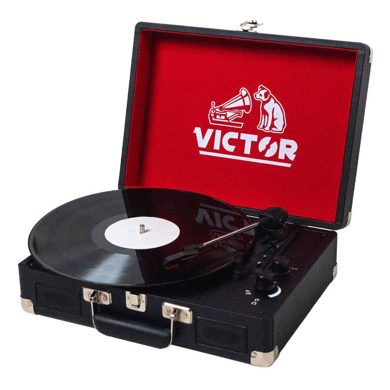 Tourne-disque portatif avec Bluetooth, Noir