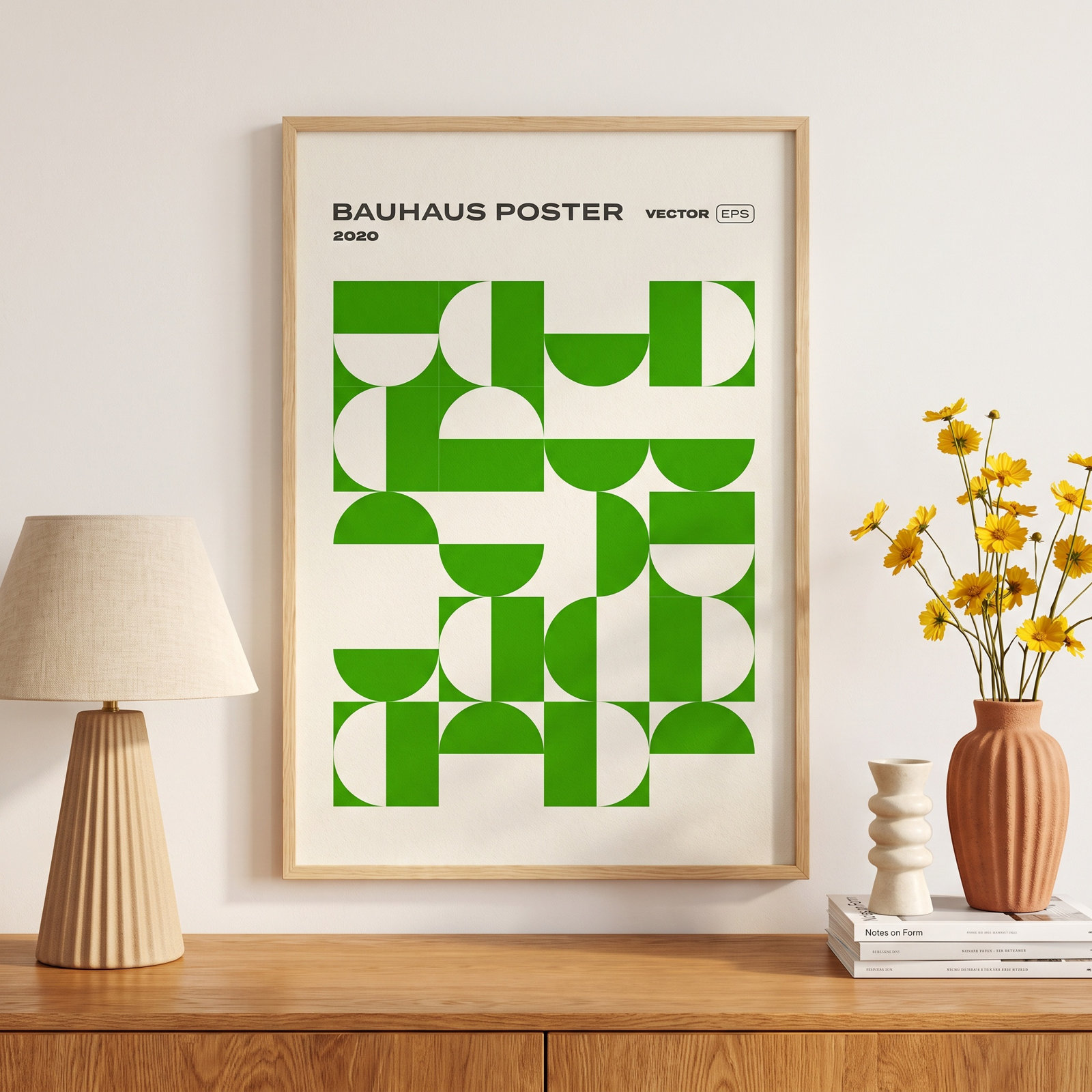 Bauhaus Geometric Pattern Background by Chaluk, Maple Floater Framed, No, 36" H x 24" W