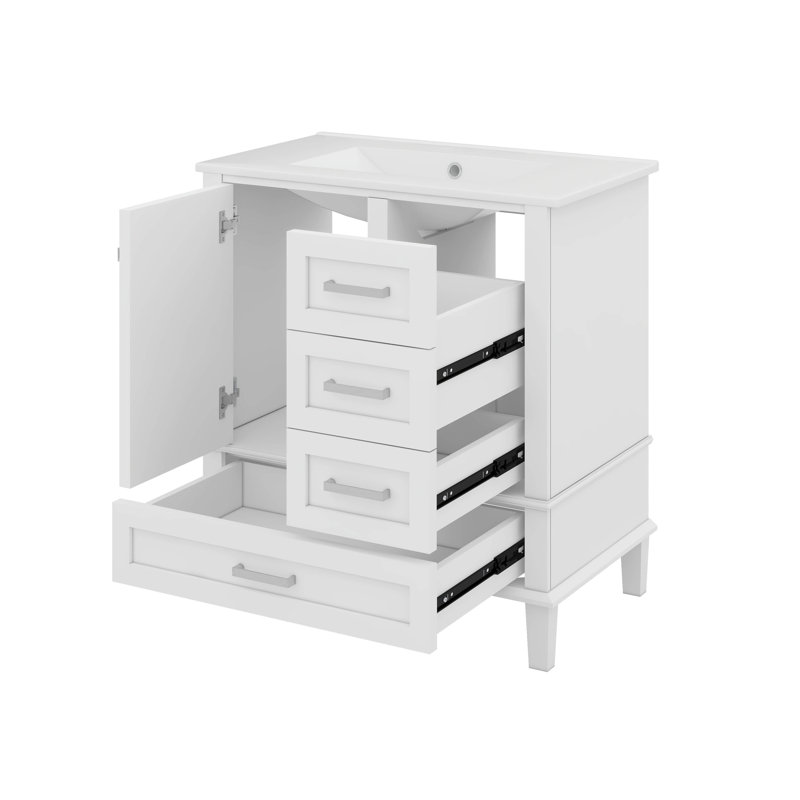 Meuble-lavabo 30 po avec lavabo, meuble-lavabo avec lavabo 30 po, 3 tiroirs, Blanc