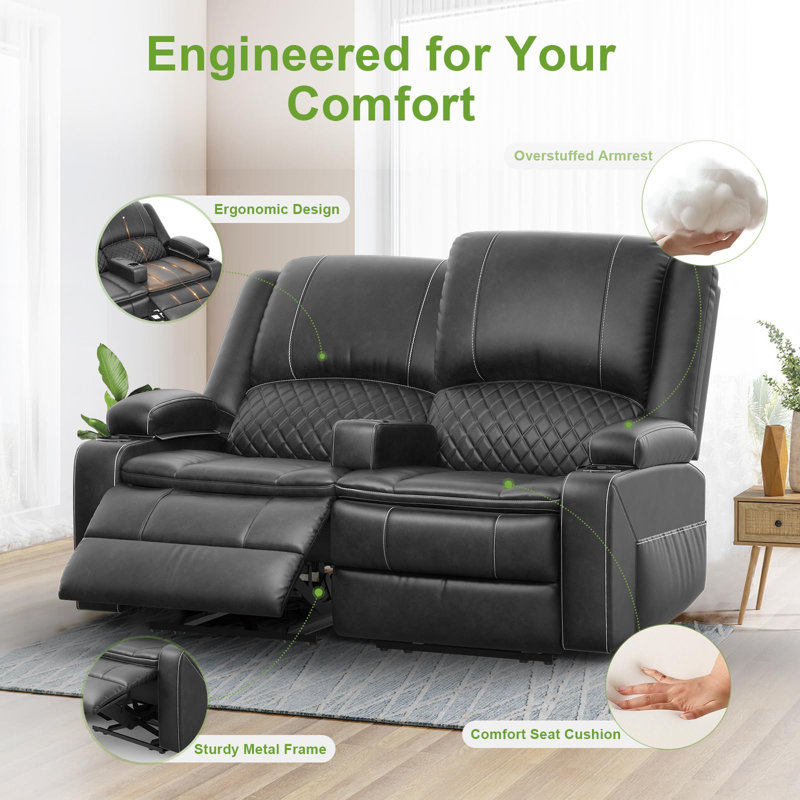 2 Seater Loveseat, PU, Dark Gray