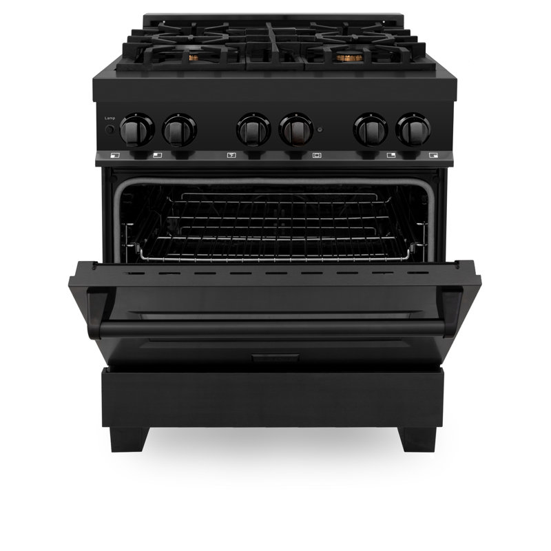 ZLINE 30" Legacy Dual Fuel Range w/ 4 Brass Burners & Oven in Black Stainless Steel