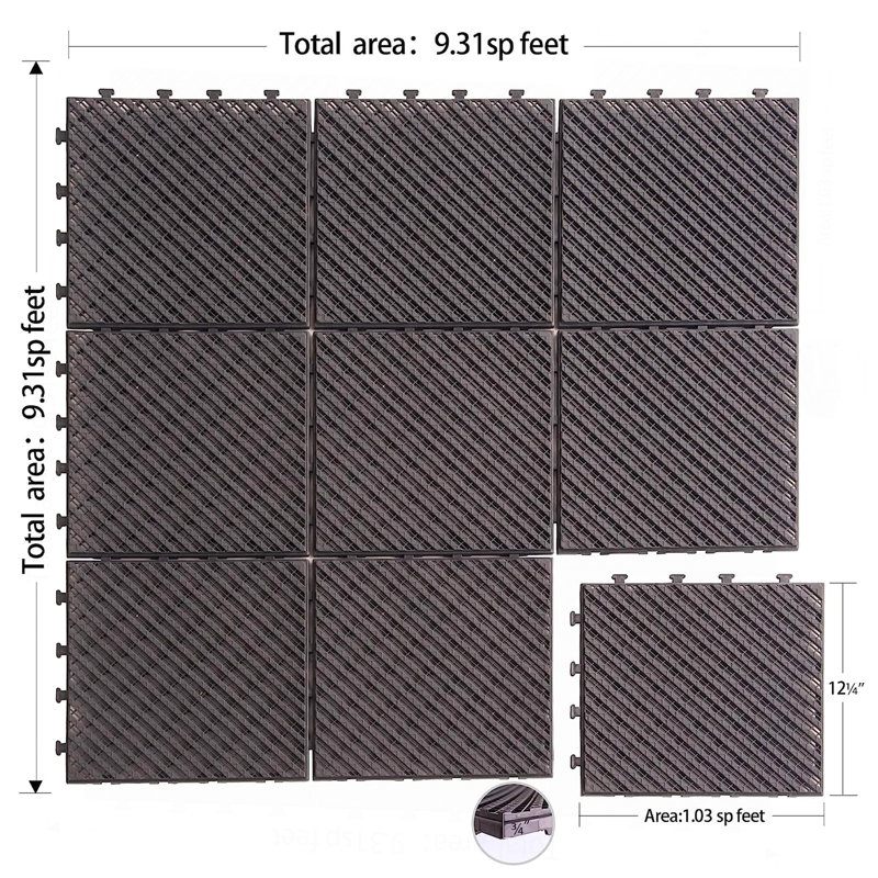 Interlocking Deck Tiles, Dark Brown