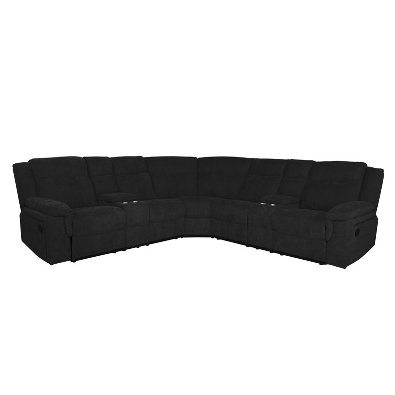 Canapé modulaire inclinable cylindrique de 95 po Cylena, Mélange de polyester noir