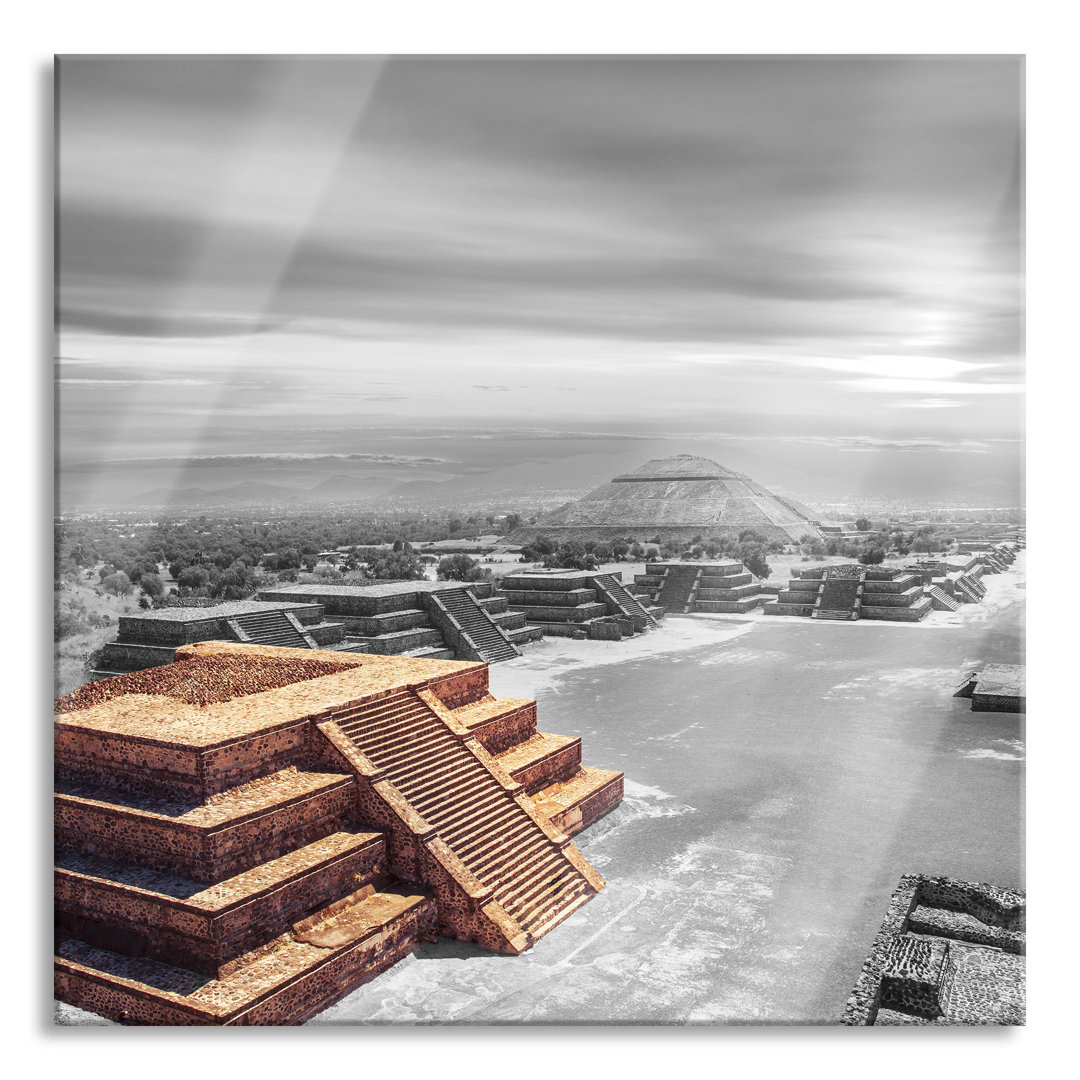 Glasbild Maya Tempel in Teotihuacan