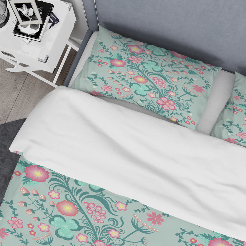 Ensemble de housse de couette à ressorts doux dans un style mid-century pastel, Twin Duvet Cover + 2 Shams