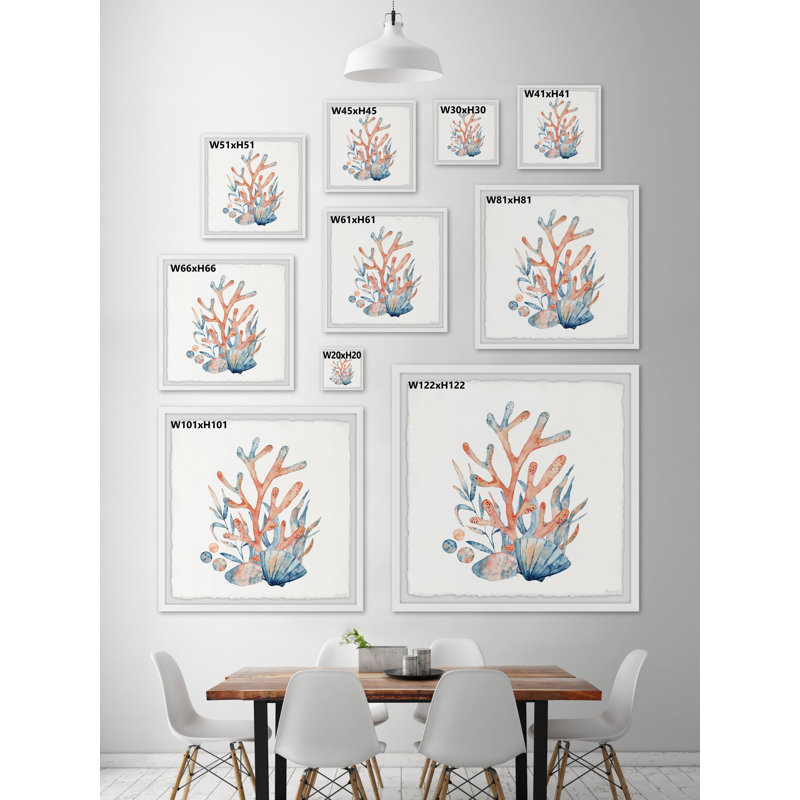 Coral and Shells 1 Piece Single Picture Frame Painting, 81cm H x 81cm W x 3.81cm D