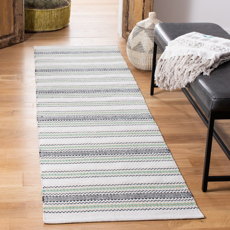 Breckenridge Hand Woven Cotton Striped Rug, Runner 2'3" x 8'
