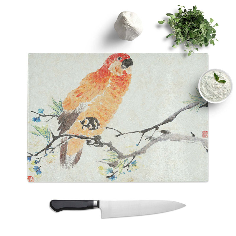 Tempered Glass Parrot by Ren Yi Chopping Board, 28.5 cm W x 20 cm L