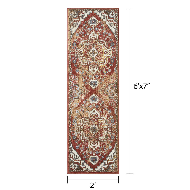 Raaya Damask Indoor Rug, Runner 2' x 6'7"