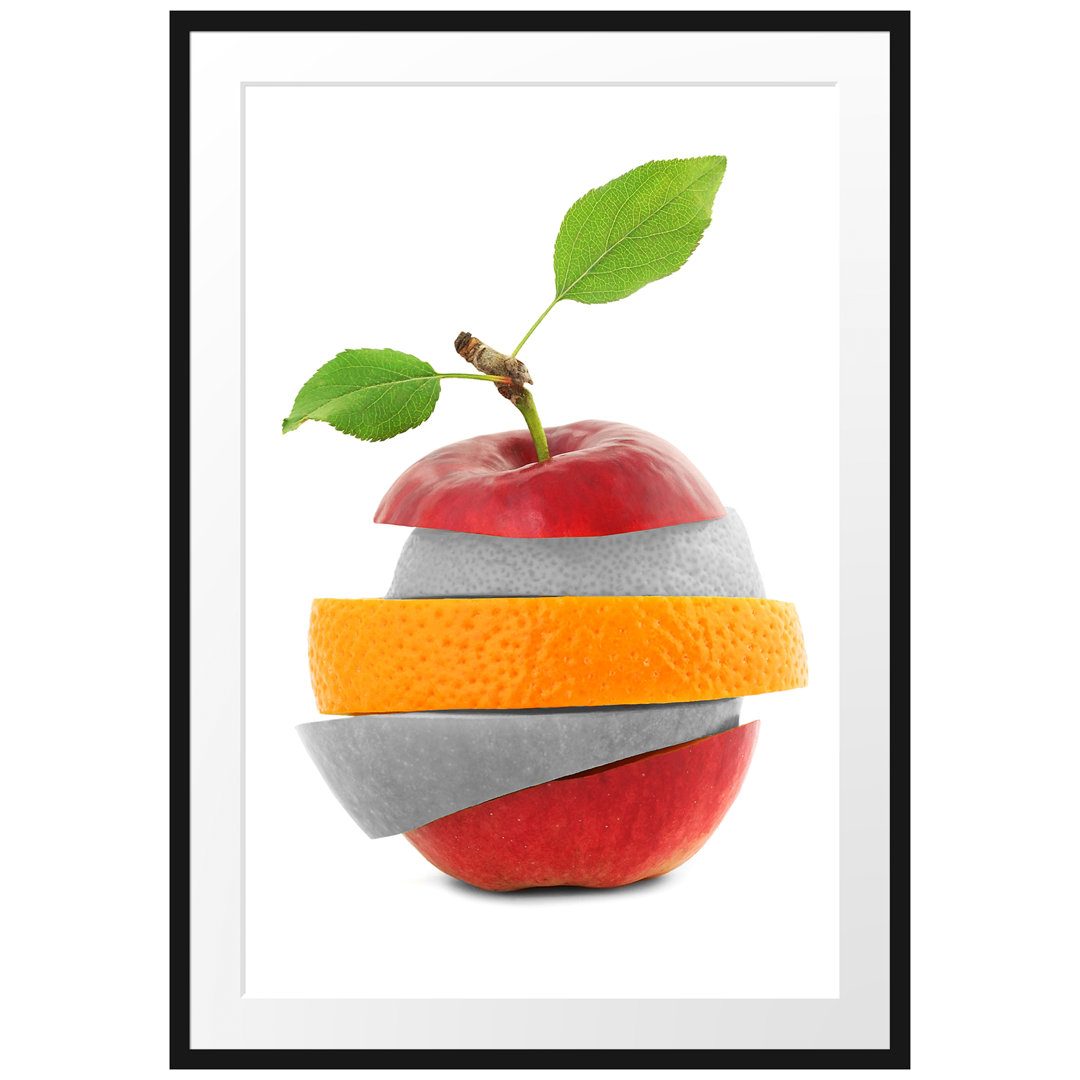 Gerahmtes Poster Früchte Mix Apfel Orange Limette