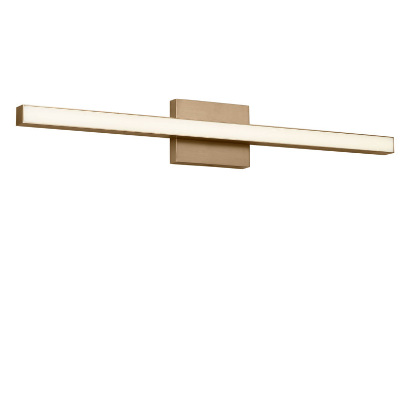 Coiffeuse Marque, Laiton satiné, H 4,5 po x l 30 po x P 2,25 po