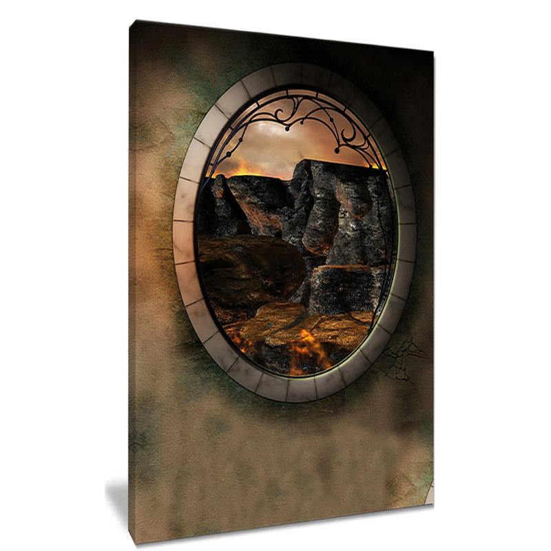 «Brown Fantasy Landscape with Frame», impression sur toile tendue, H 32 po x l 16 po x P 1 po