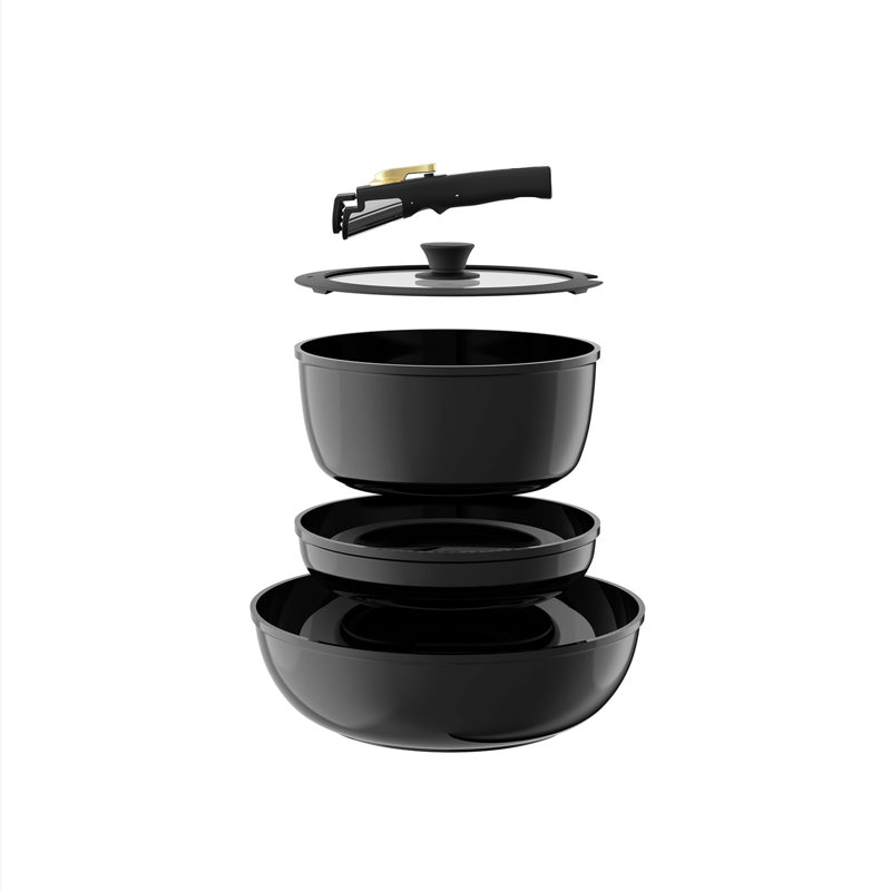 5 - Piece Non-Stick Aluminum Cookware Set, Black