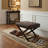 Mccusker Brown X Bench Ottoman in Bonded Leather with Dark Cappuccino Wood