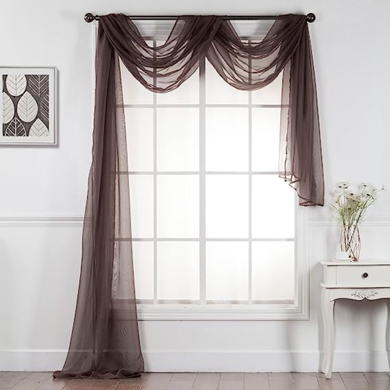 Giannoula Sheer Window Scarf Single Panel, 54" W X 216" L, Sage