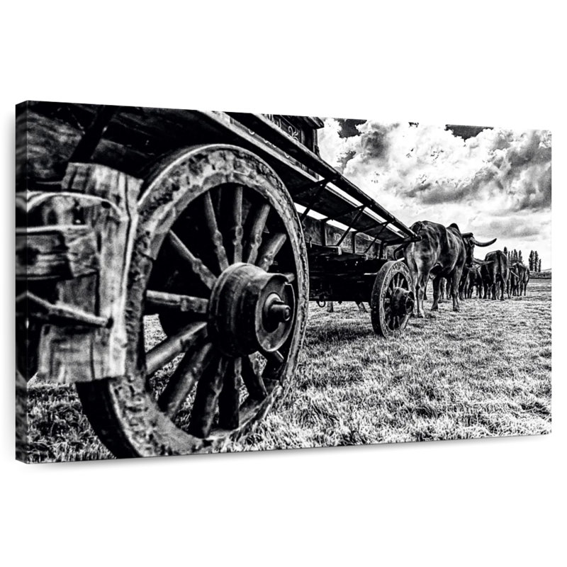 Mehar Bullocks Pulling A Wagon, 30" H x 45" W