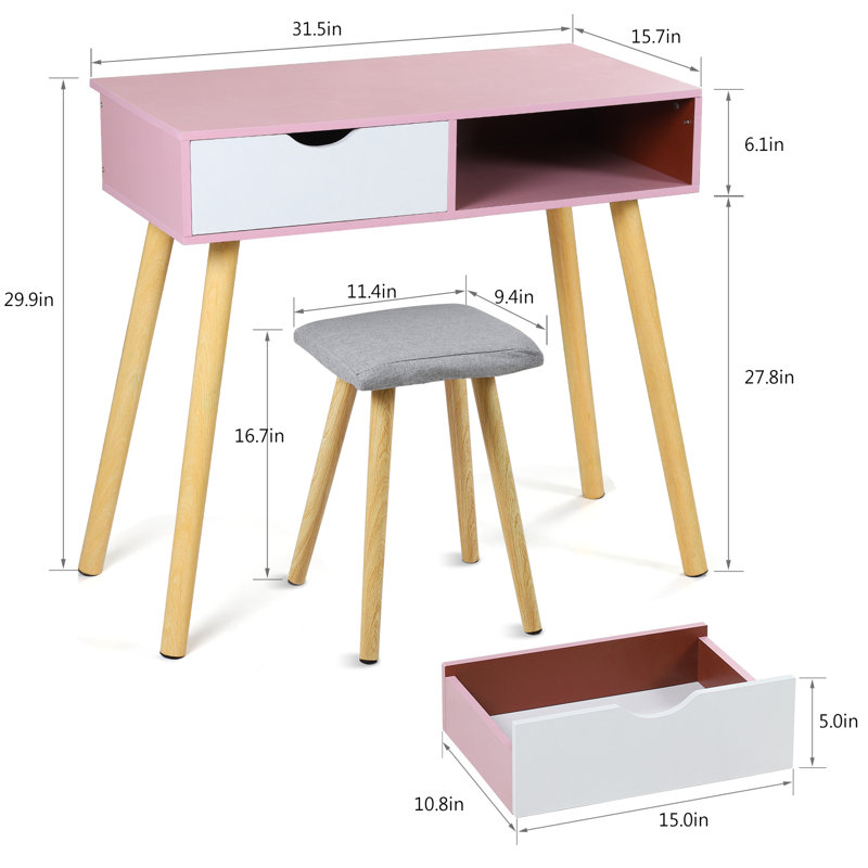 Dava Writing Desk, Pink