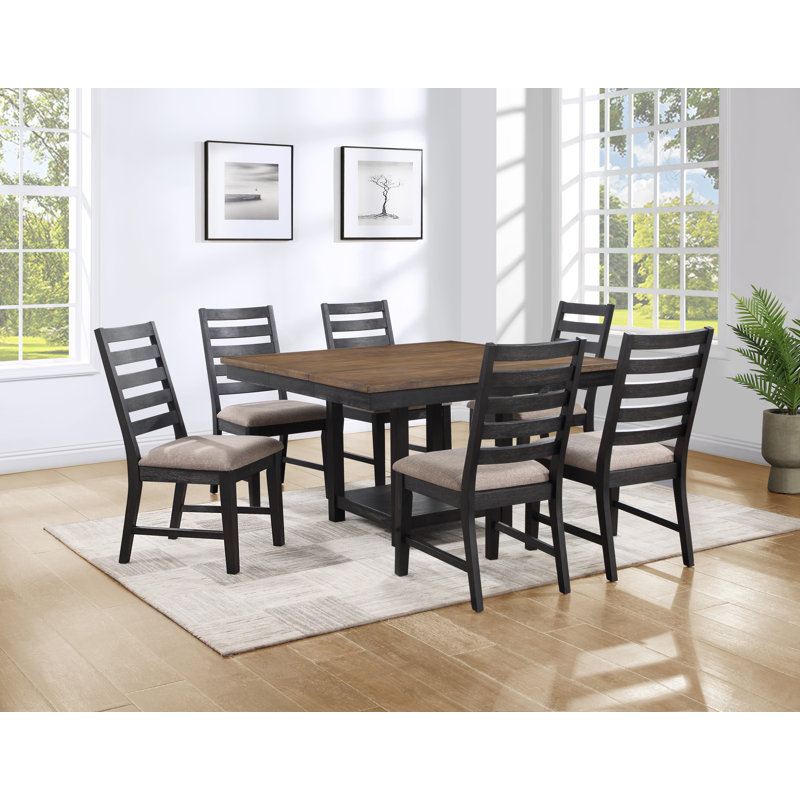 Damain Dining Set, 7 Pieces: Table, 6 Chairs