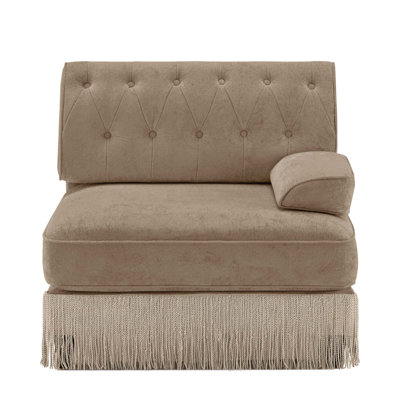 Modular Sectional Sofa with Premium Fleece Fabric and Chesterfield Style, Tassel Skirt for Elegant Home Decor