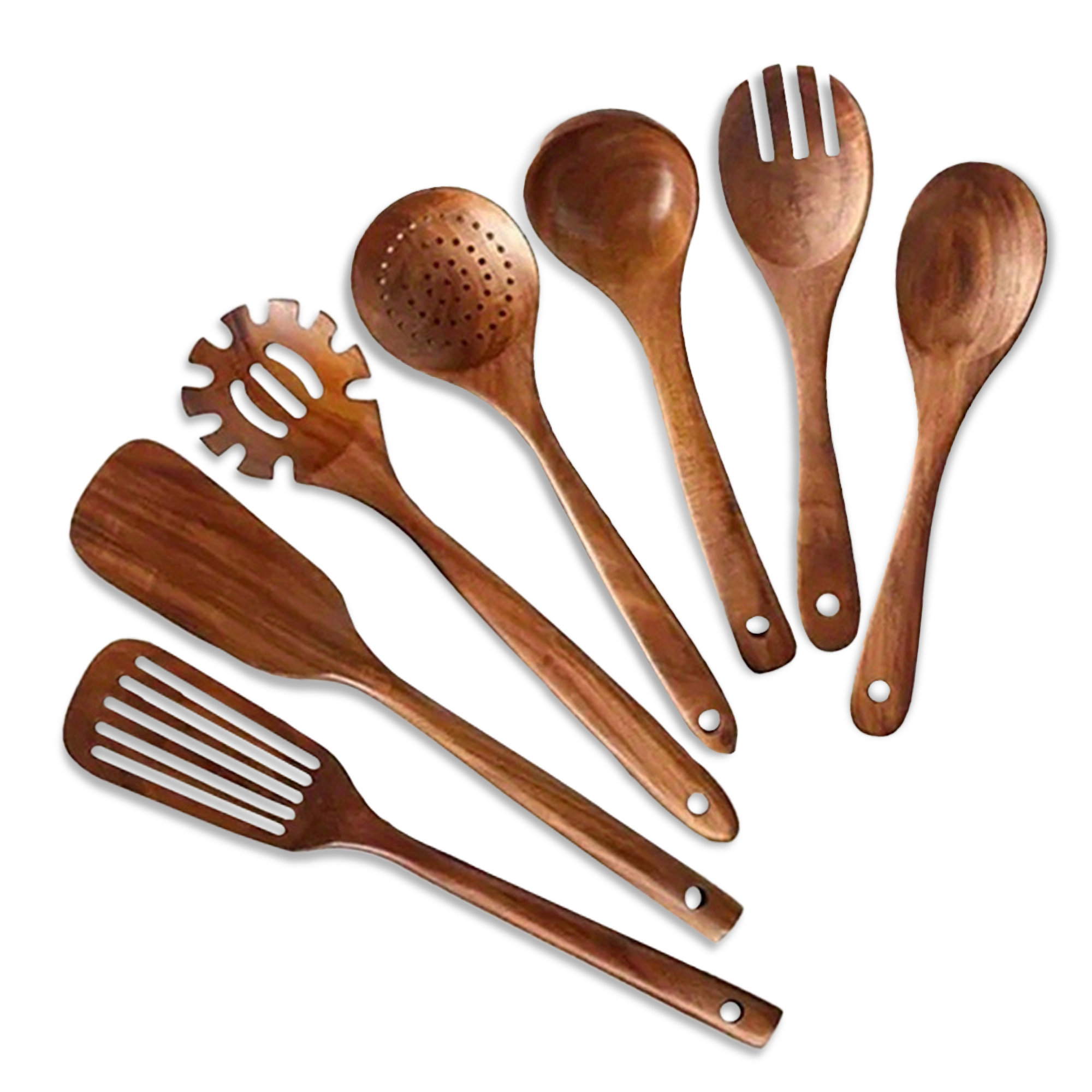 Cheer Collection 7 Piece Wooden Kitchen Utensils Set & Reviews | Wayfair
