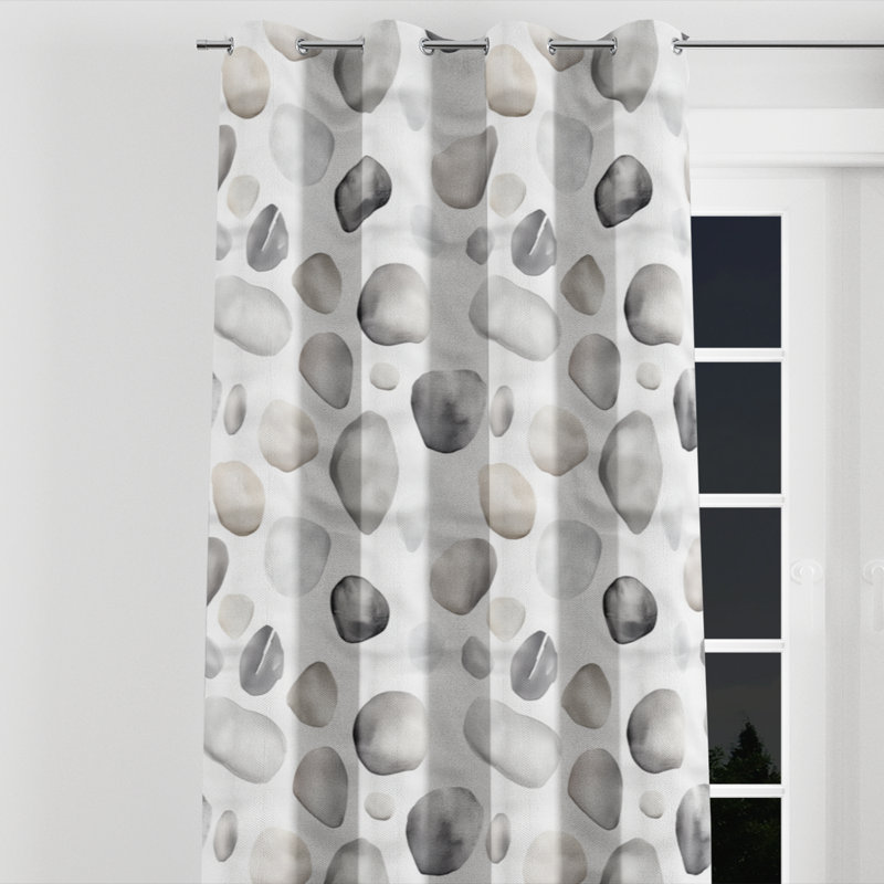 Coastal Velvet Curtains - Grey Stone Balance Grommet Curtain - 1 Panel, 52" W x 95" L, Silver Grommets
