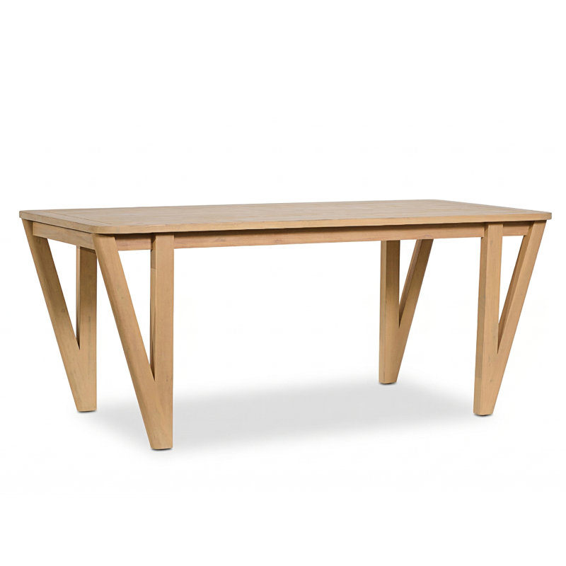 Table de salle à manger d'extérieur en bois d'acacia avec pieds en forme de V 70,75 po Zoe