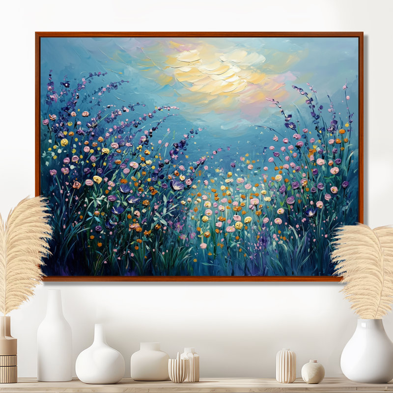 Gerace Dreamscape Wildflowers Sunrise Field - Art mural sur toile fleurs sauvages, H 30 po x l 40 po, Brun
