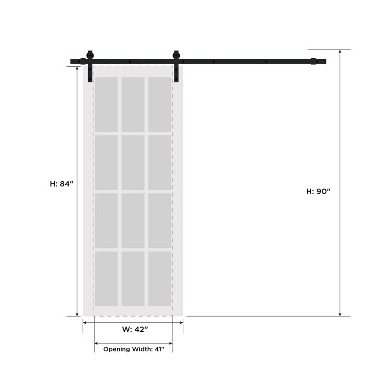 Porte de grange | Blanc ESSENTIEL 1233 | Ensemble de quincaillerie lourde pour rails | Portes intérieures solides