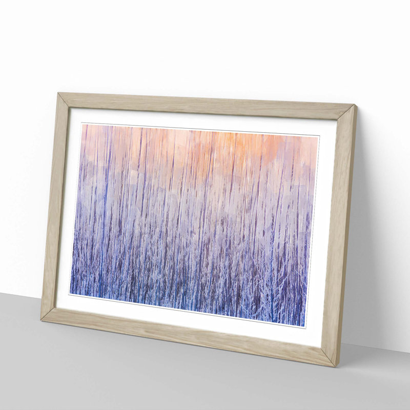 Warm Winter Forest in Abstract - Picture Frame Graphic Art Print, Oak, 40cm H x 60cm W x 2cm D