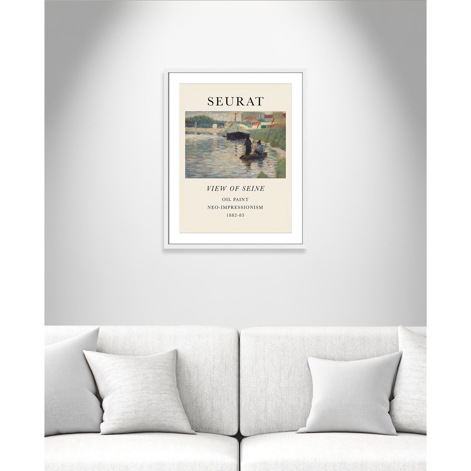 View Of Seine by Georges Seurat, Yes, 29.5" H x 23.5" W x 1.25" D, White Single Picture Frame