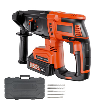 20V SDS-Plus Brushless Cordless Rotary Hammer Drill Kit 1.1 In 1200RPM 4Function
