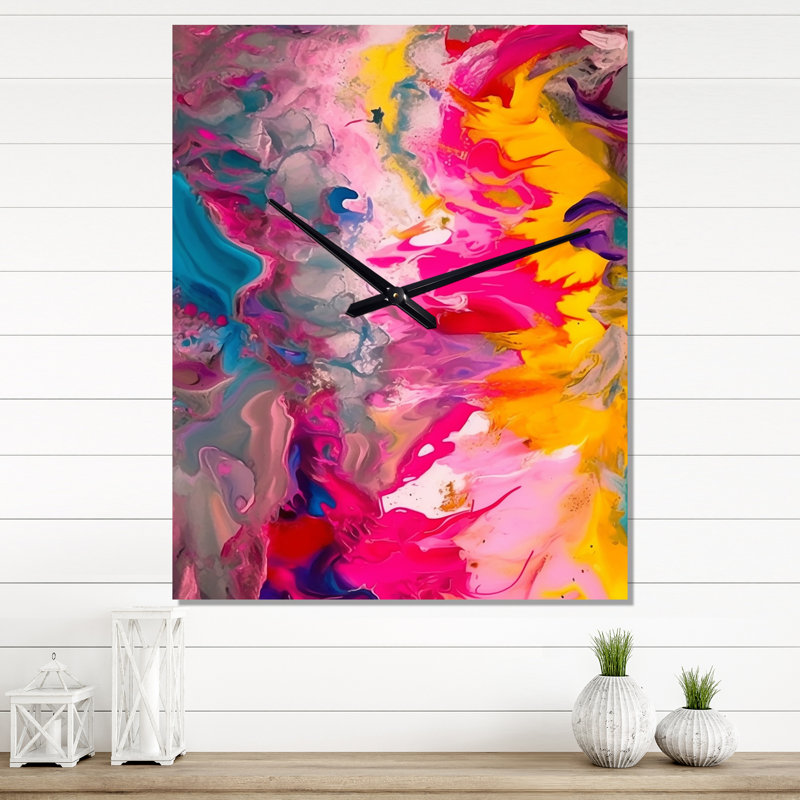 Eber - Horloge murale peinture abstraite, Grand