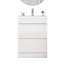 Ensemble de meuble-lavabo 24 po avec lavabo 24 po, armoire de salle de bain 2 tiroirs, armoire de salle de bain autoportante à assemblage rapide, système de fermeture en douceur, lavabo en céramique à bordure épaisse unique, conception sans poignée, blanc brillant