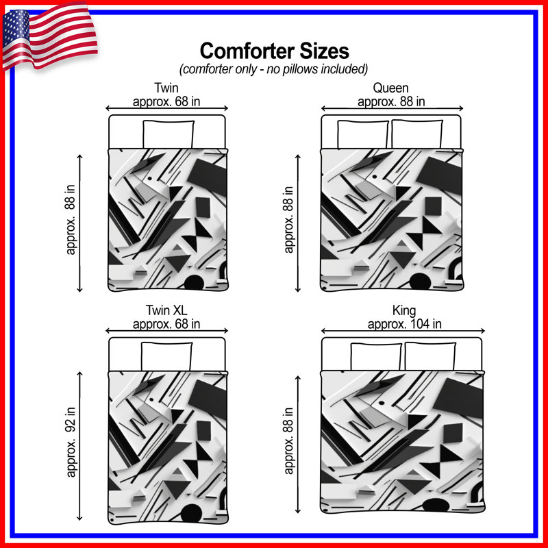 Black White Geometric Comforter, Twin